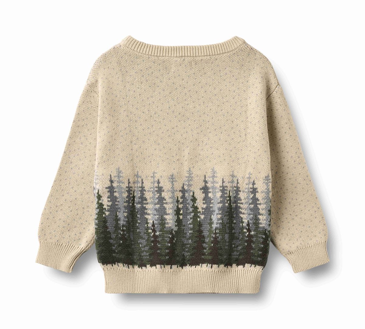Beige Pine Forest Crew Sweater