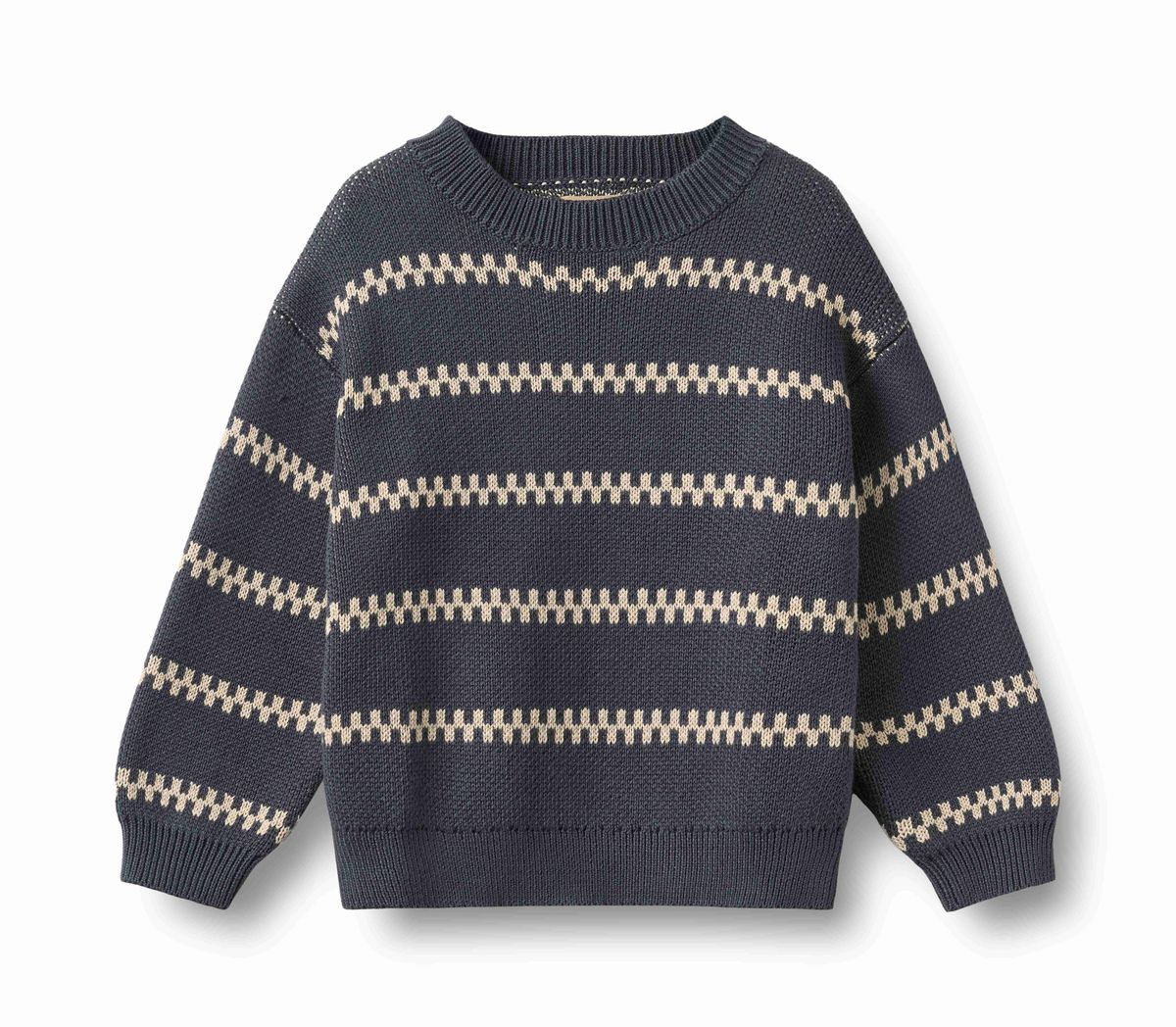 Slate Navy Jacquard Stripe Crew Sweater