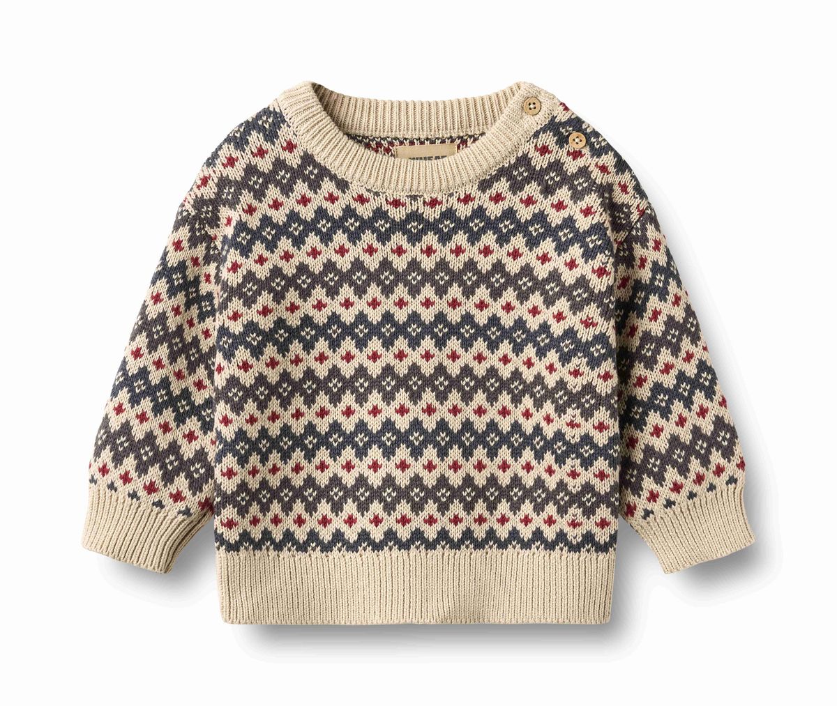 Tan Multi Jacquard Crew Infant Sweater