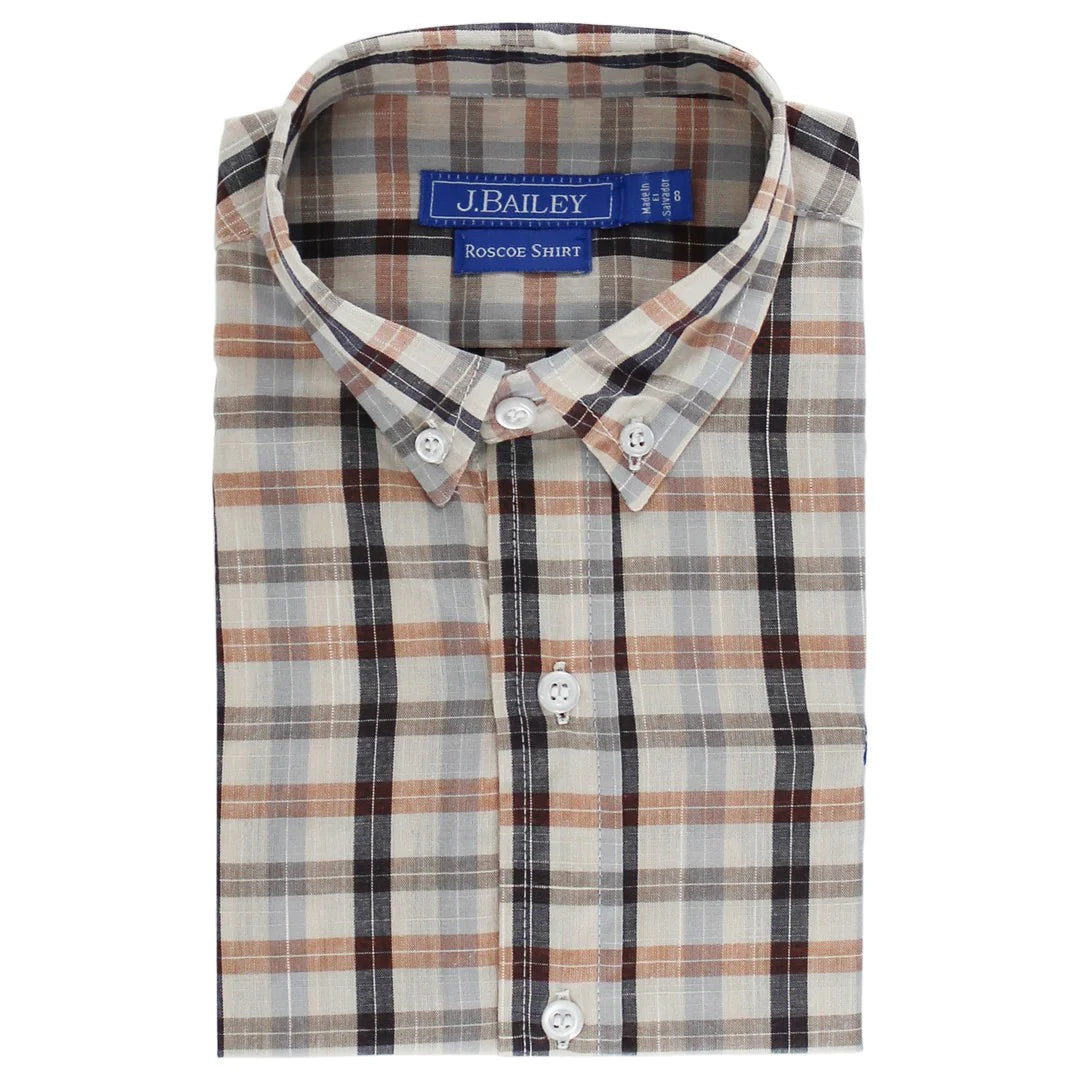 Boy's Beige Charelston Plaid Shirt