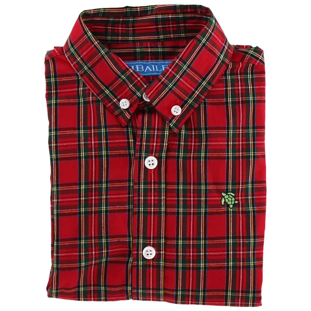 Boy's Bailey Red Stewart Tartan Plaid Shirt