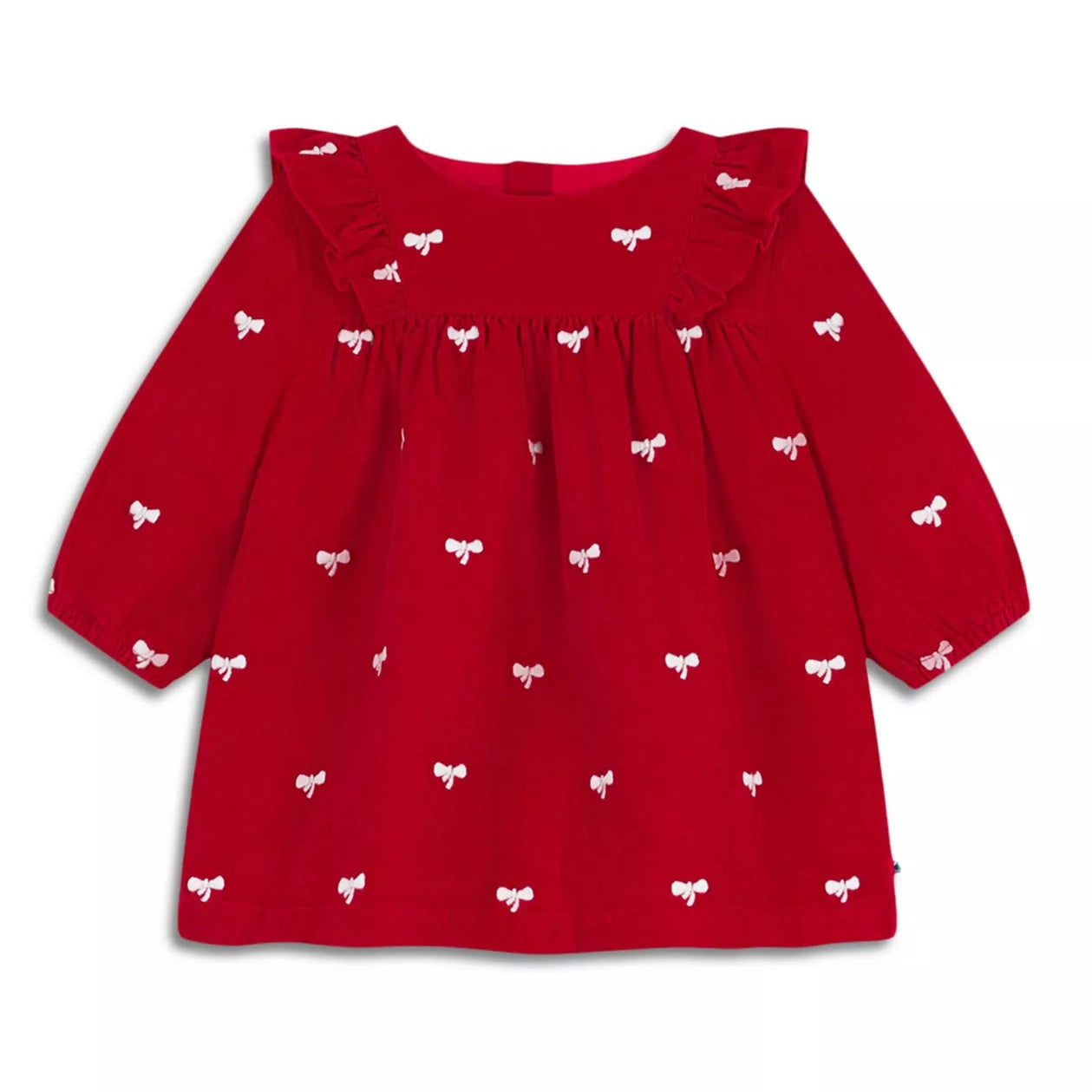 Petit Bateau Red Corduroy Bow Infant Dress