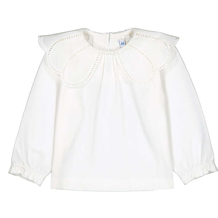 White Top Wide Scallop Collar