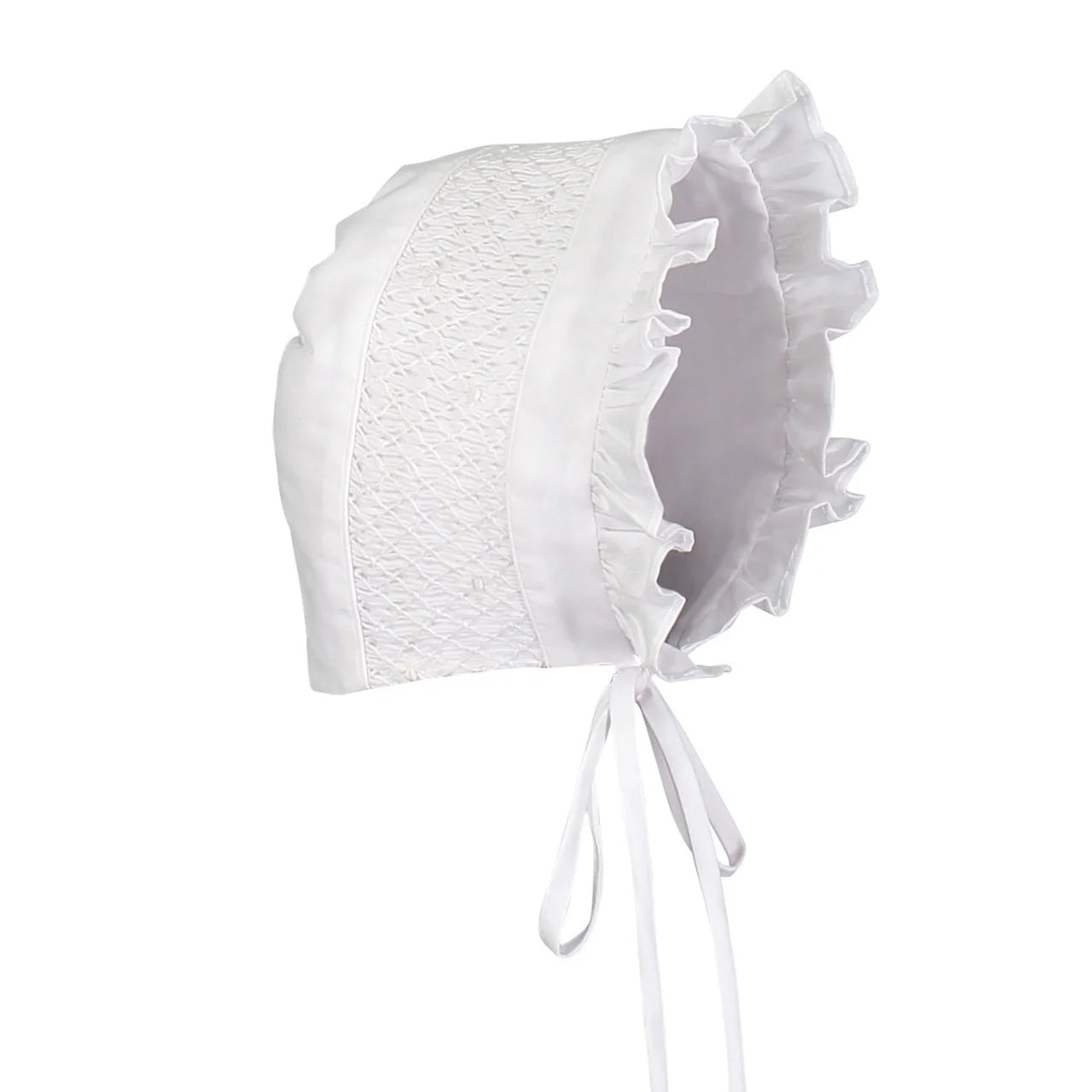 Girl's White Smocked Bonnet