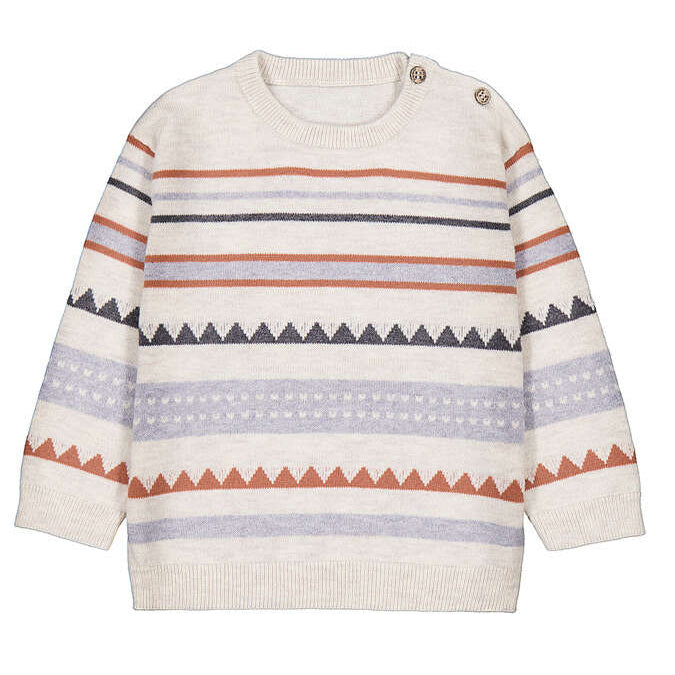 Natural Navy Rust Aztec Crew Infant Sweater