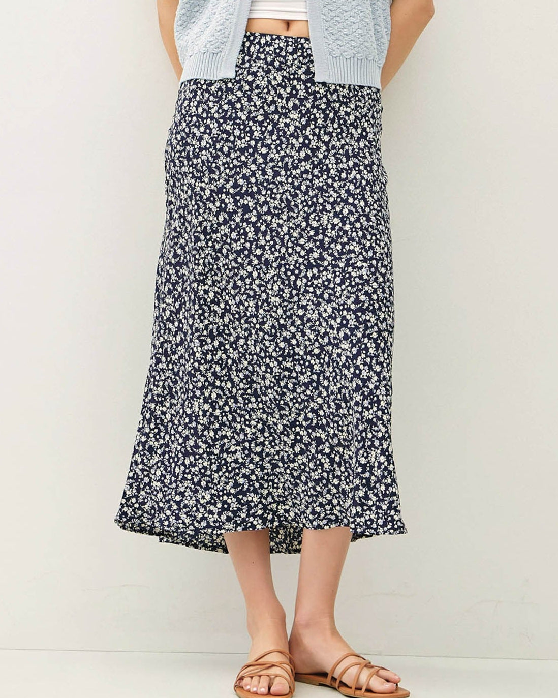 Women's Navy Ditsy Aline Skirt