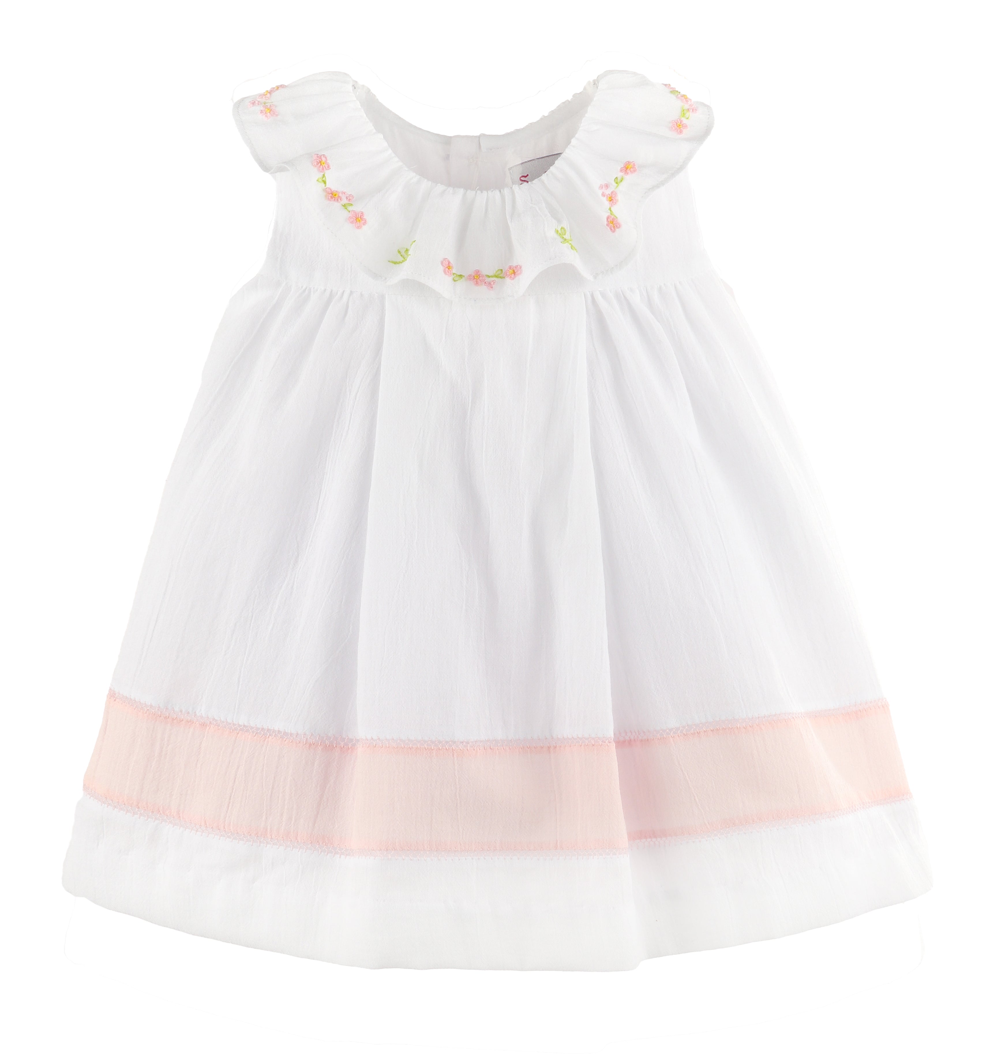 White Dress Pink Emboidery and Border