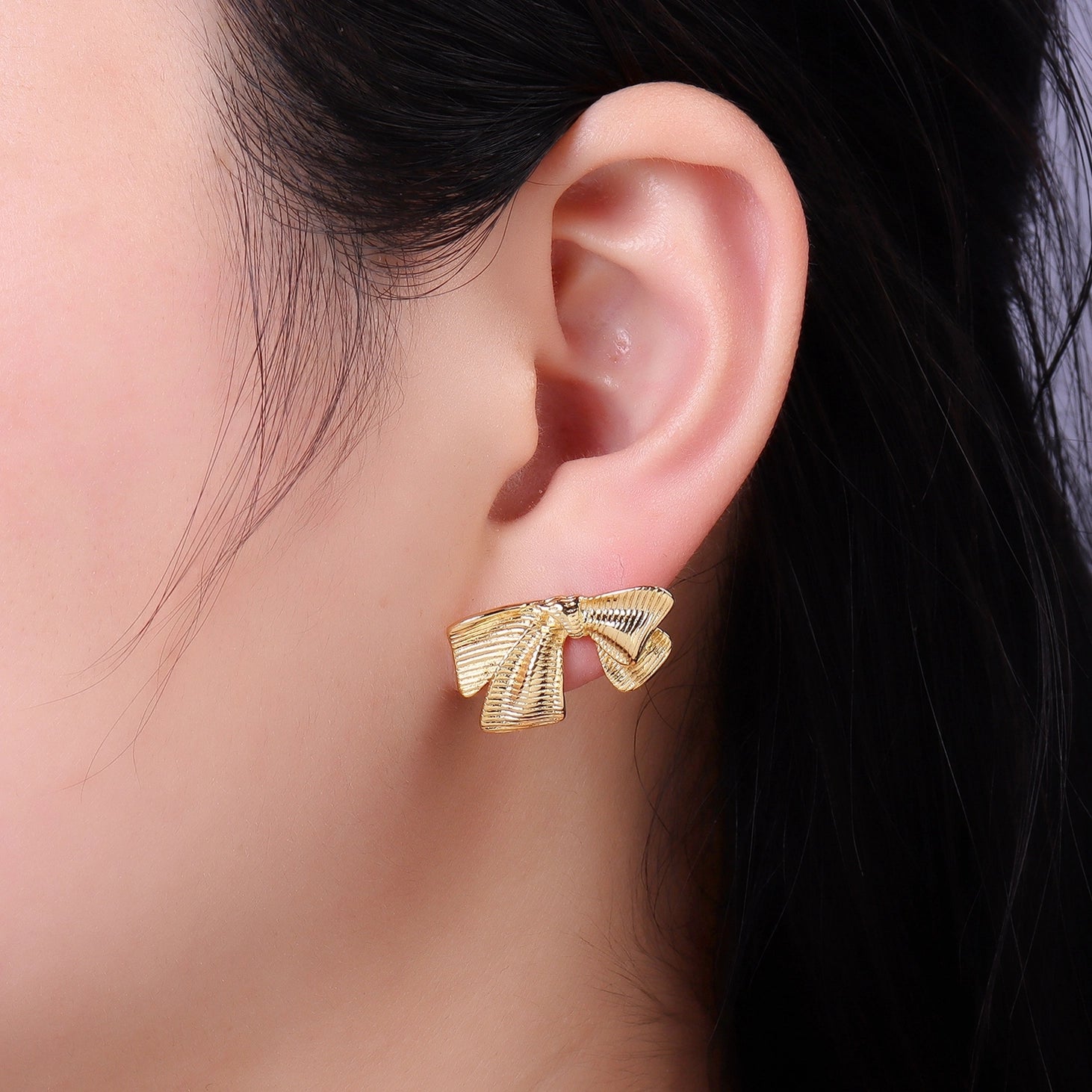 Textured Bow Earrings 14k Gold Filled