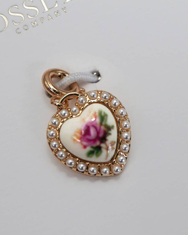 Charm-Porcelain Bow Cherry with Spring Ring Clasp