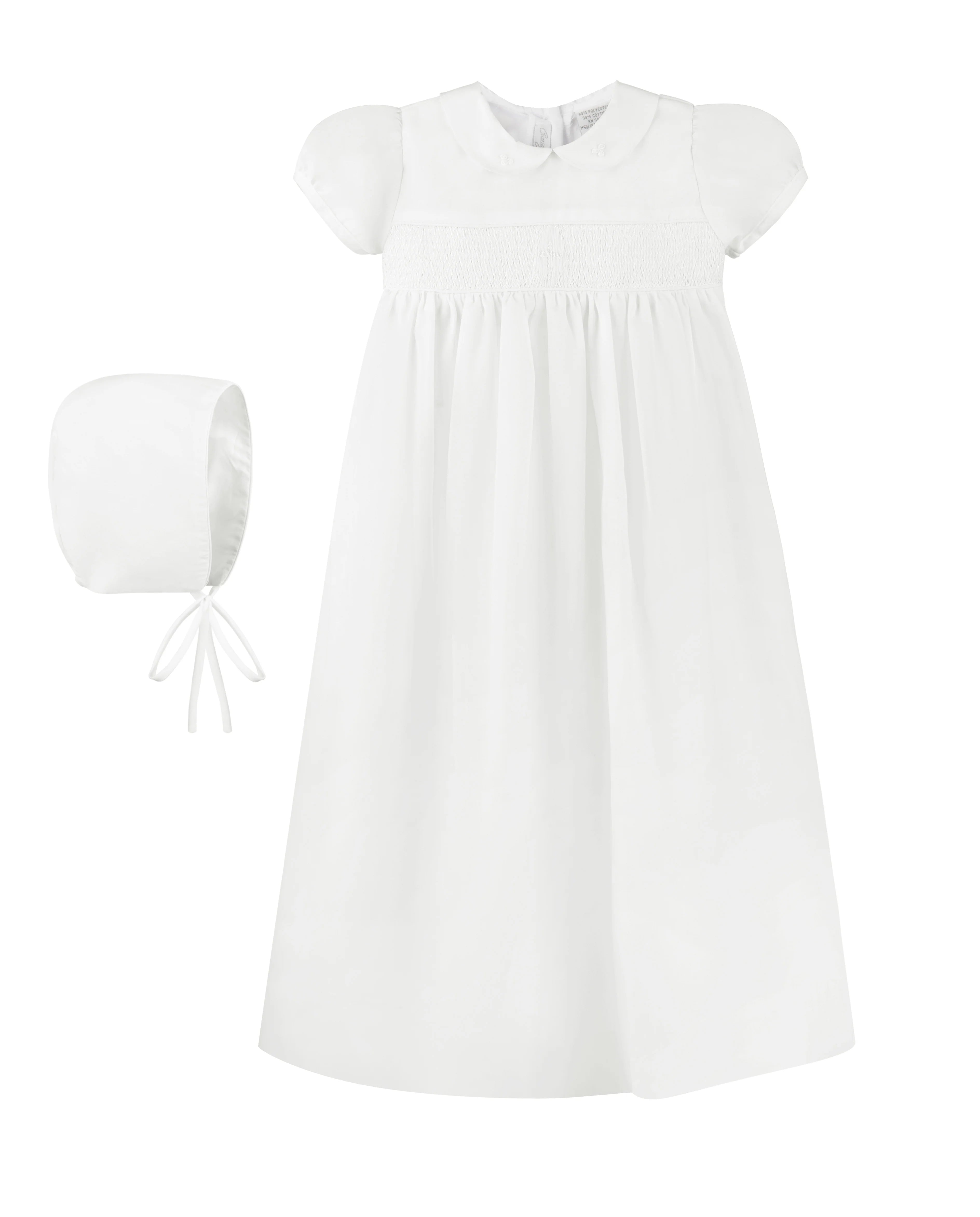 Girl's White Batiste Smocked Cross Gown