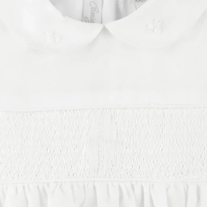 Girl's White Batiste Smocked Cross Gown