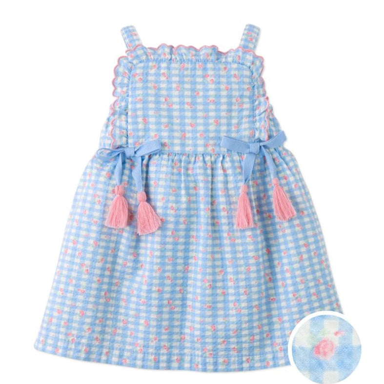 Embroidered Light blue Gingham Sundress