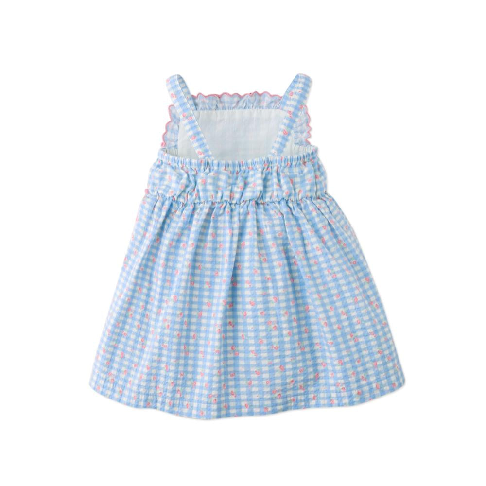 Embroidered Light blue Gingham Sundress