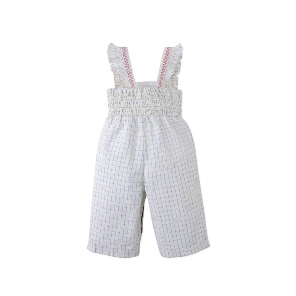 Blue Grid Cherry Pinafore Infant Jumpsuit