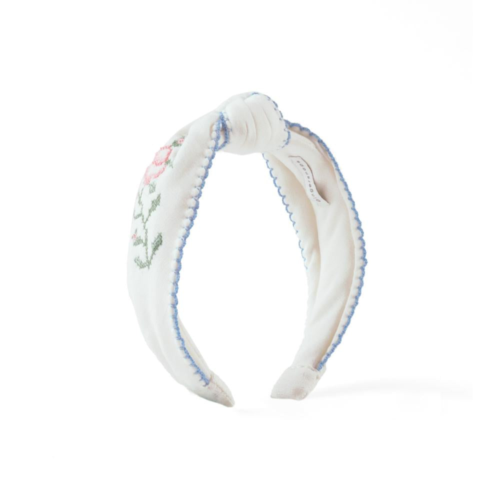 White Primrose Cross-Stitch Headband