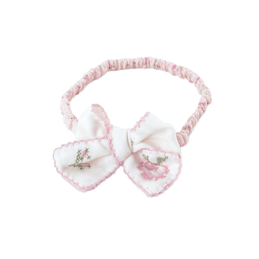 Tessa Pink Cross-Stitch Elastic Infant Headband