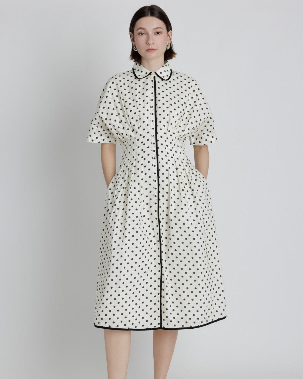 Betsy Black Polkadot Shirt Dress