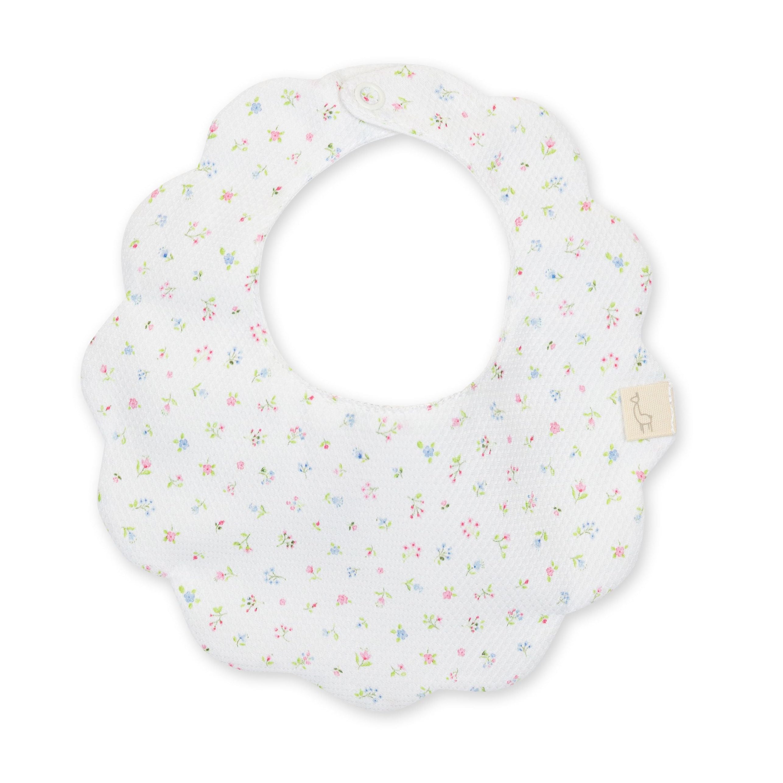 Pink Bloom Pique Scallop Bib