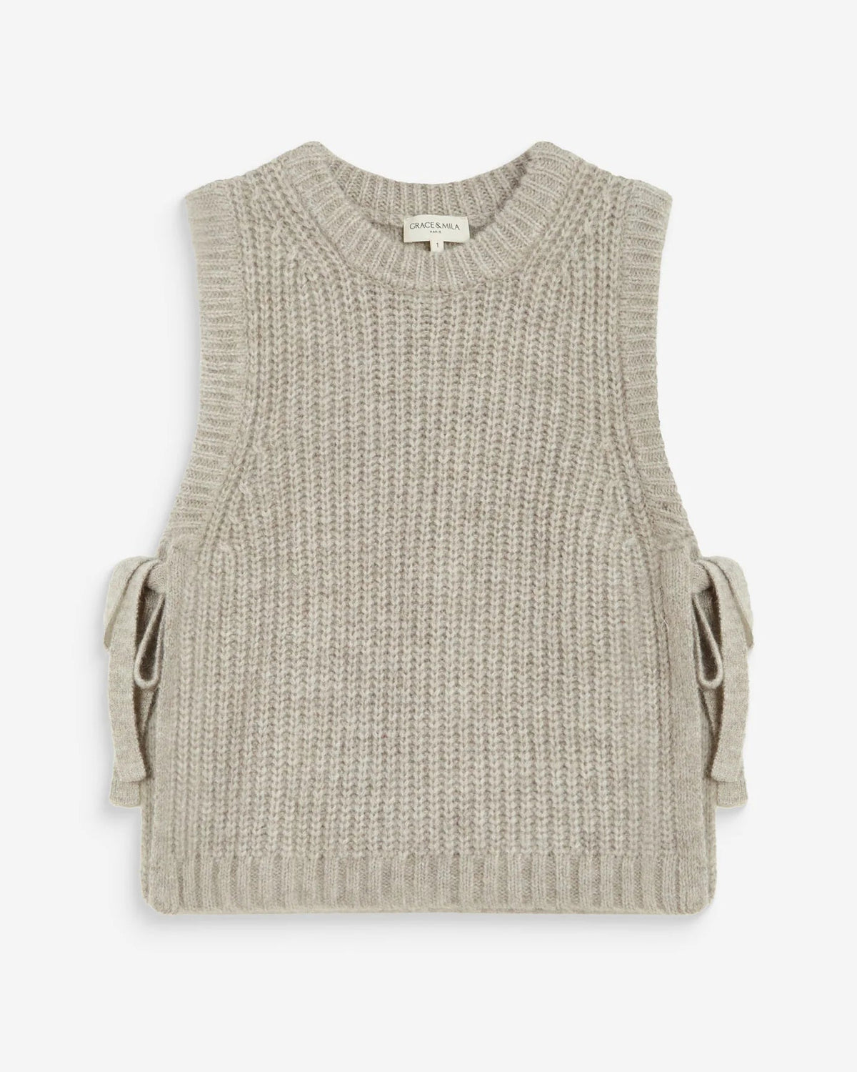 Argan Greige Side Tie Sweater Vest