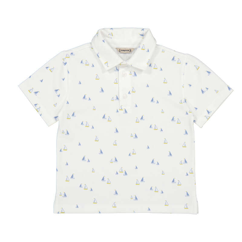 Boy's White Sailboat Polo