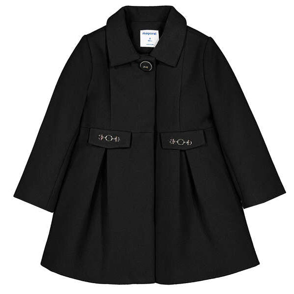 Black Wool Girls Dress Coat