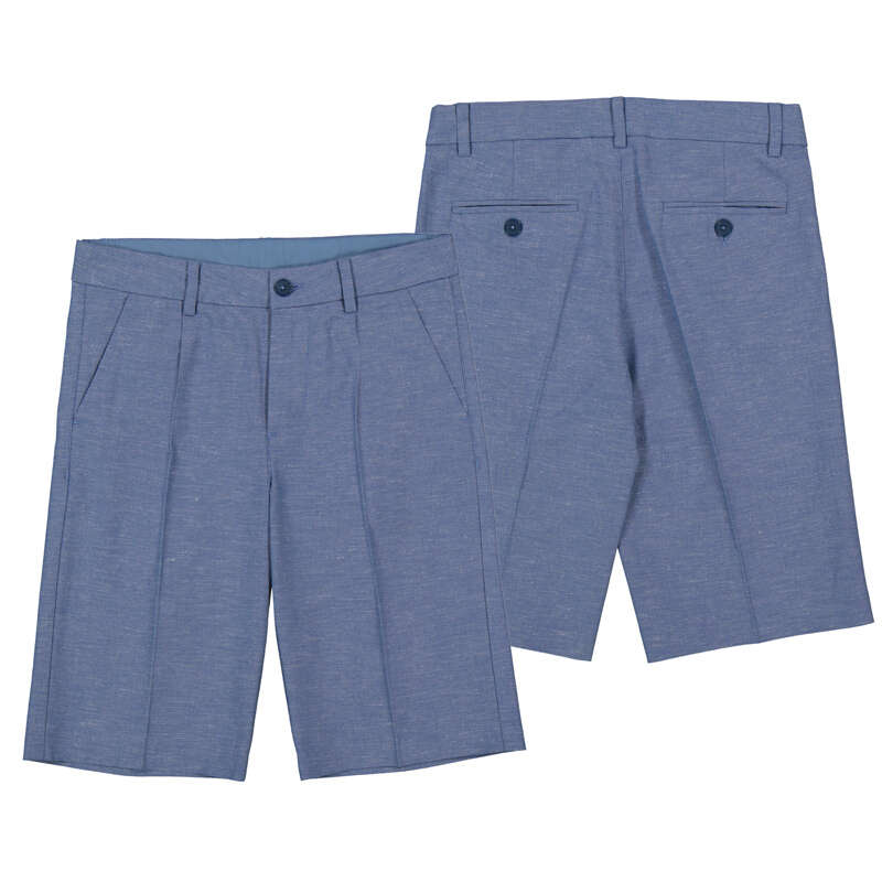 Boy's Indigo Blue Linen Bremuda