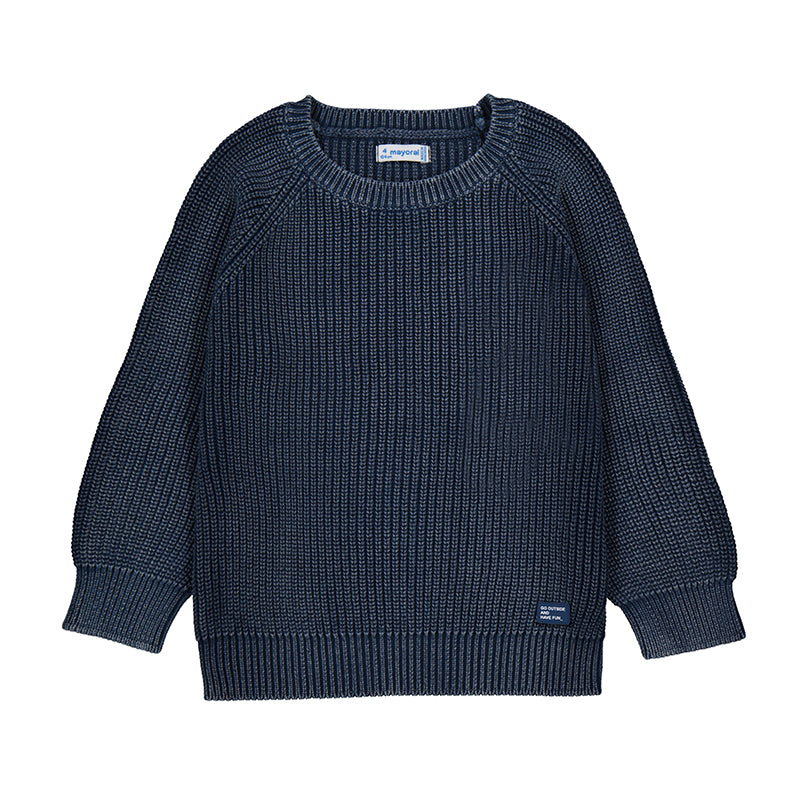 Boy's Indigo Ribbed Crew Sweater