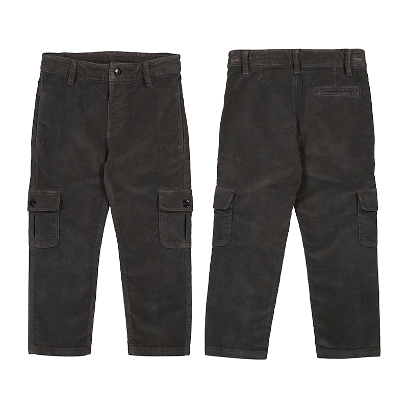 Boy's Grey Corduroy Cargo Pant