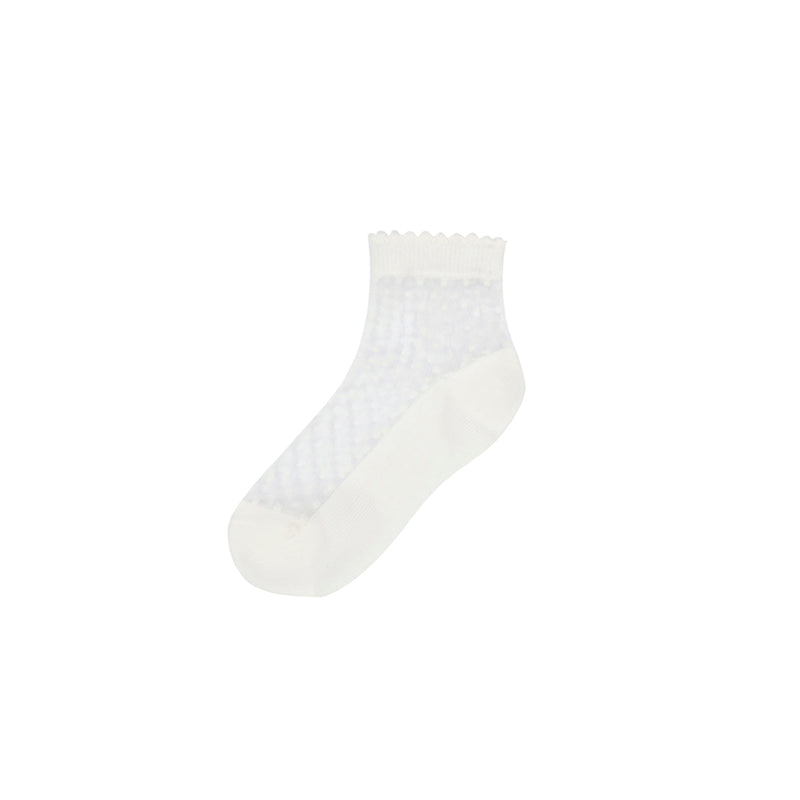Girl's Off White Sheer Swiss Dot Socks