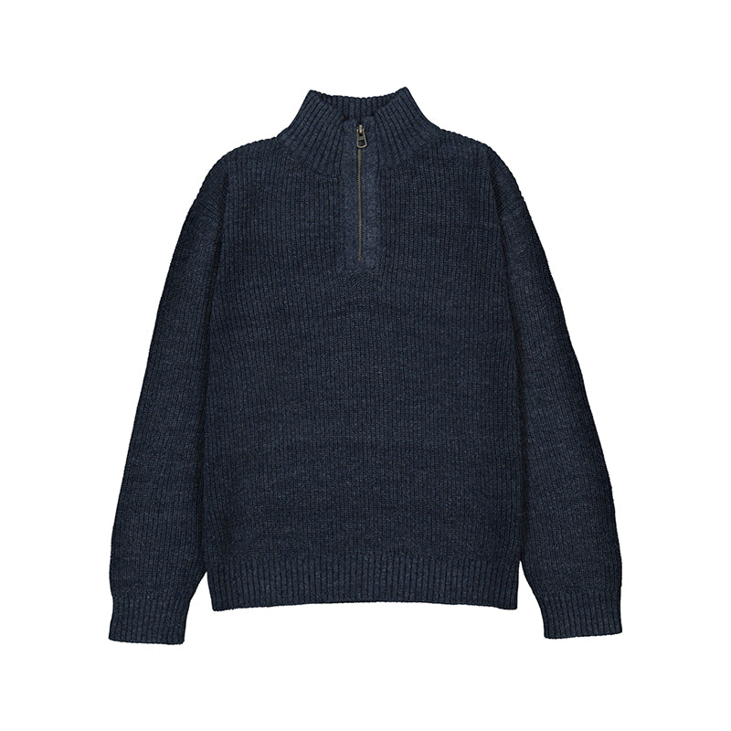 Boy's Half-Zip Ribbed Navy Sweater