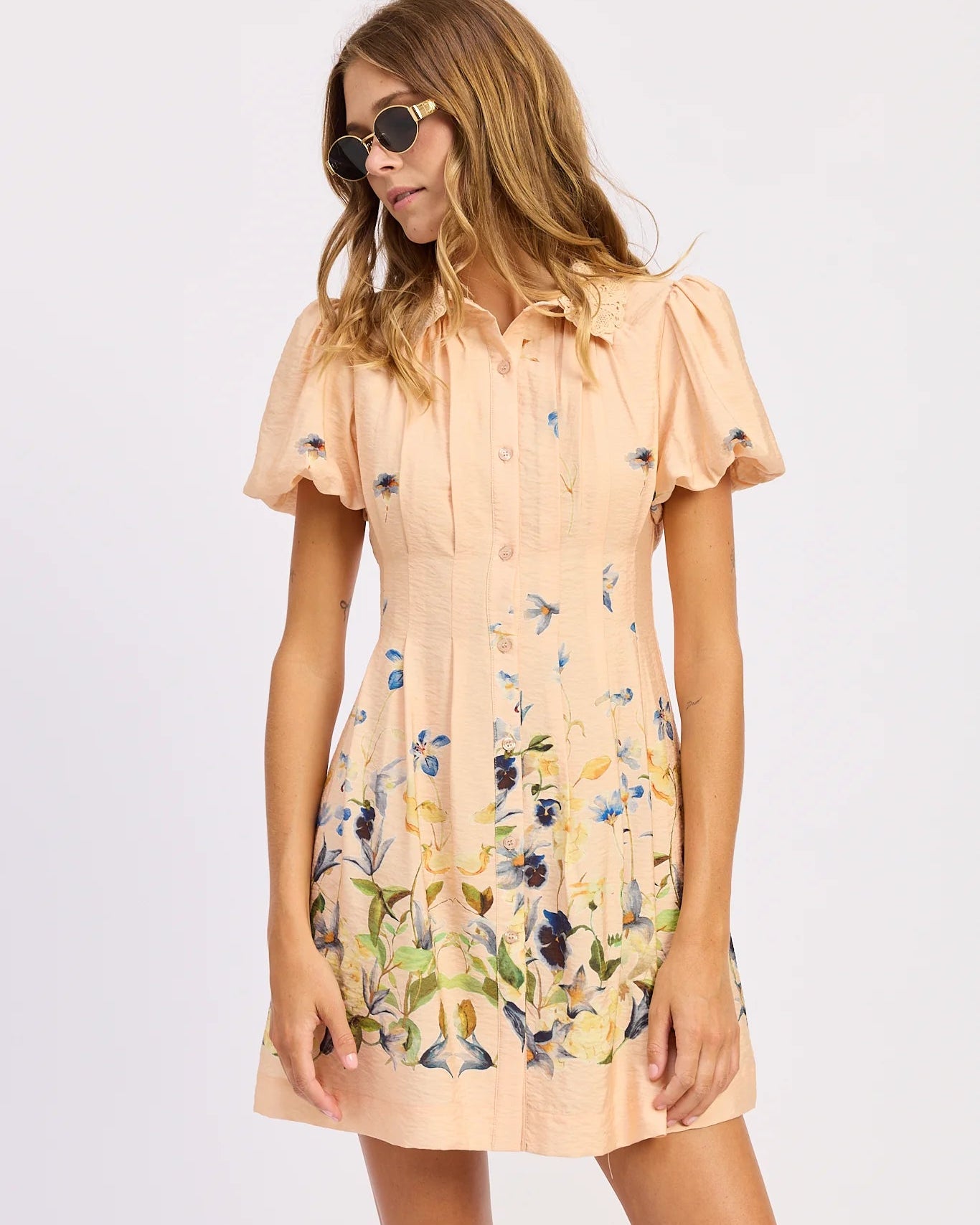 Carrera Blush Floral Border Mini Dress