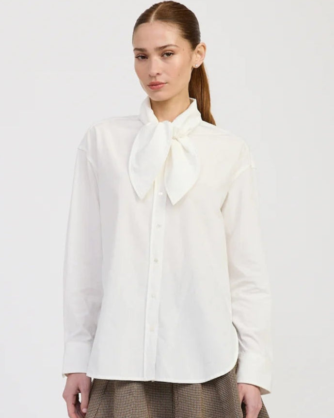 Astrid White Ascot Tie Blouse
