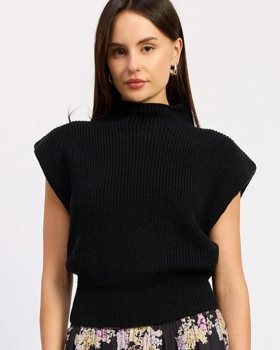 Black Mock Turtle Sleeveless Sweater