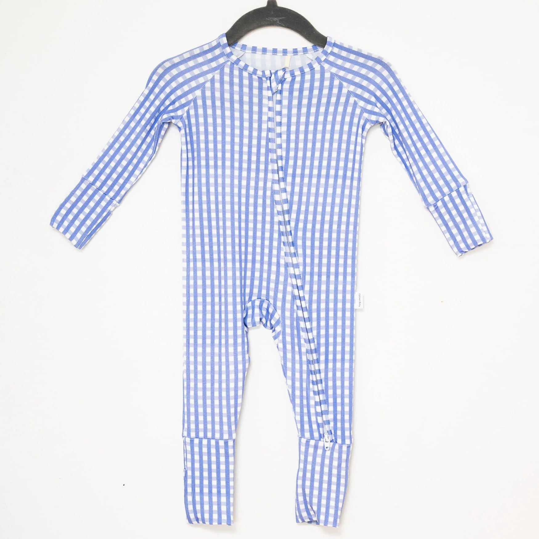 Blue Gingham Bamboo Zip Romper