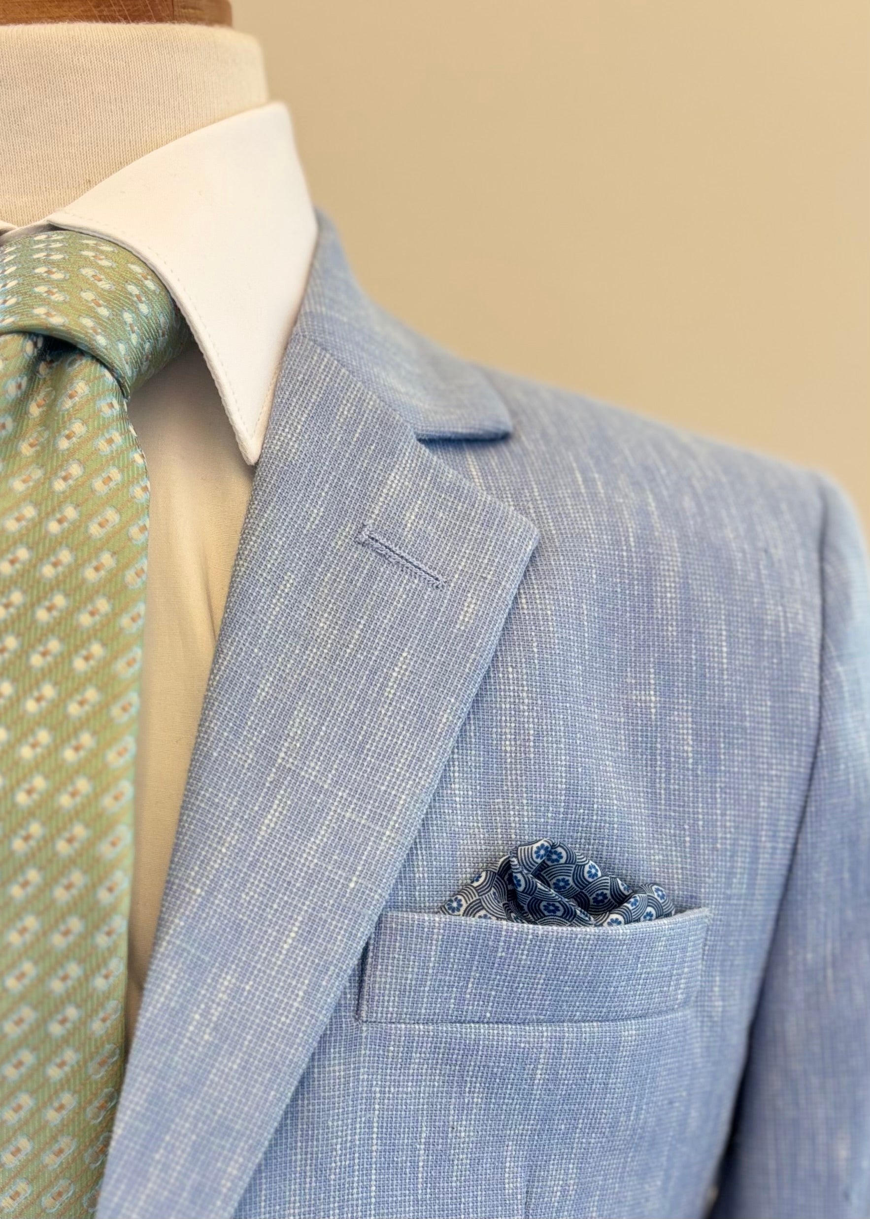 Boy's Blue Chambray Linen Blazer LZ