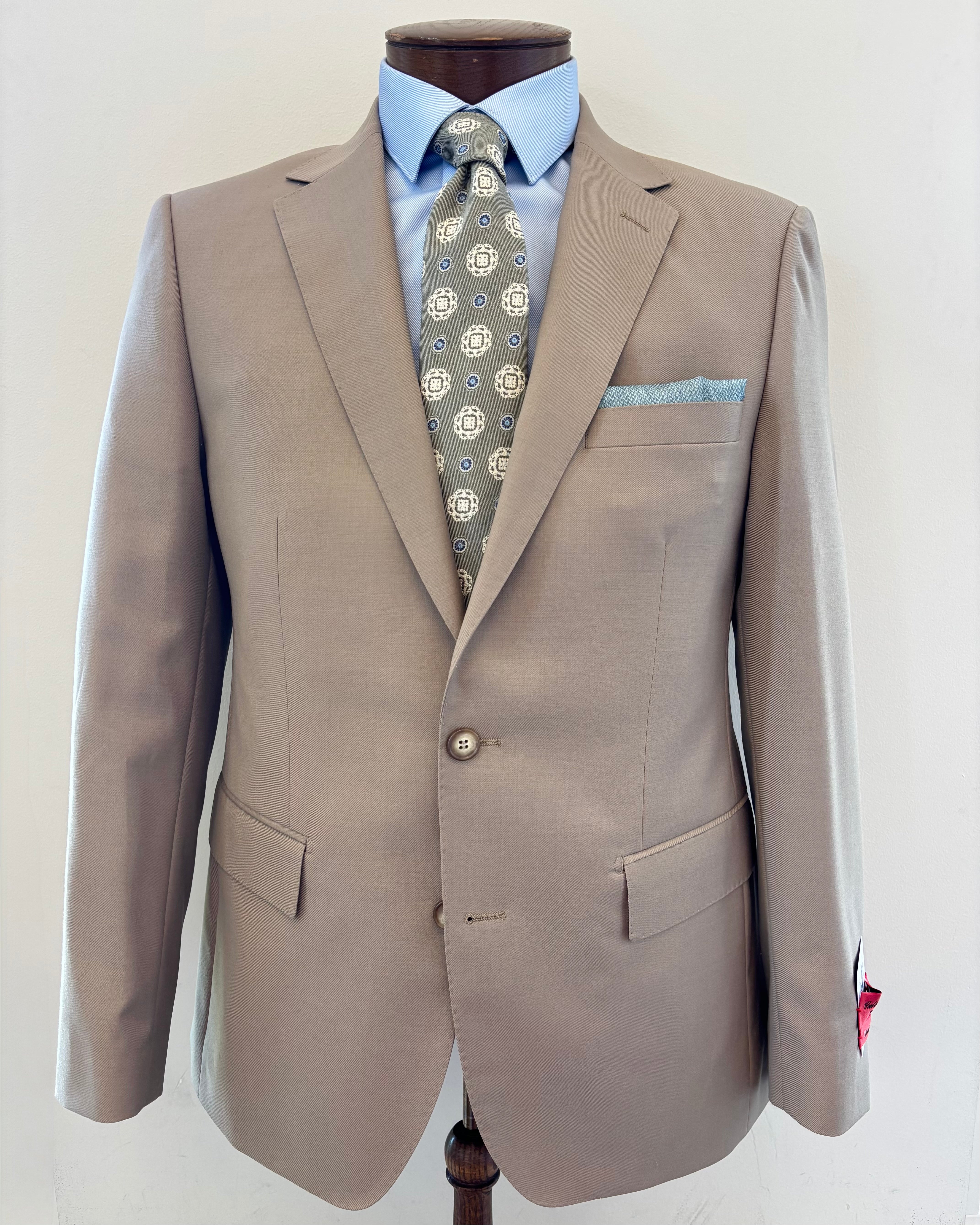 Solid Tan Suit Hand Picked Edge