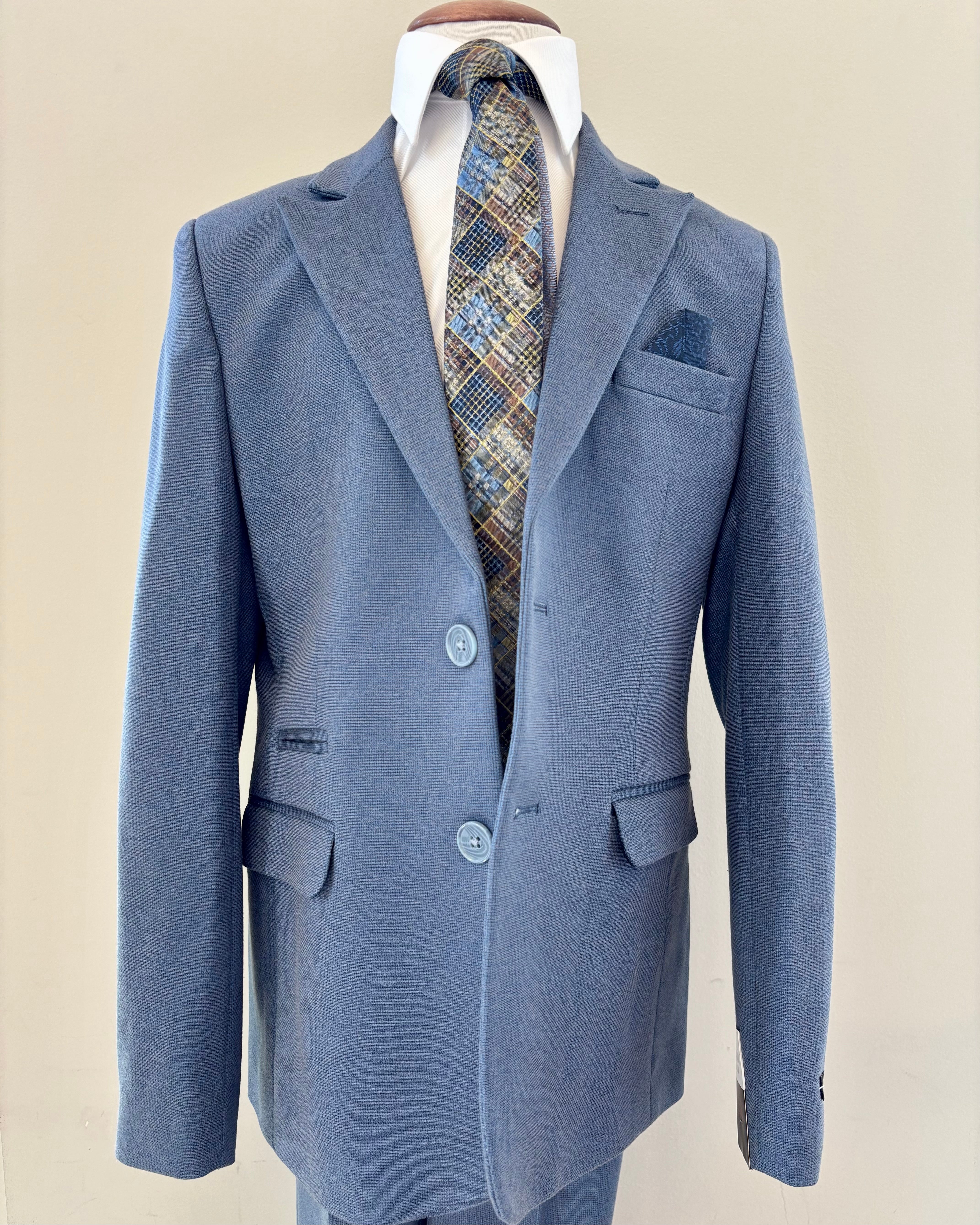 Boy's Denim Check Weave Stretch Sport Coat LZ