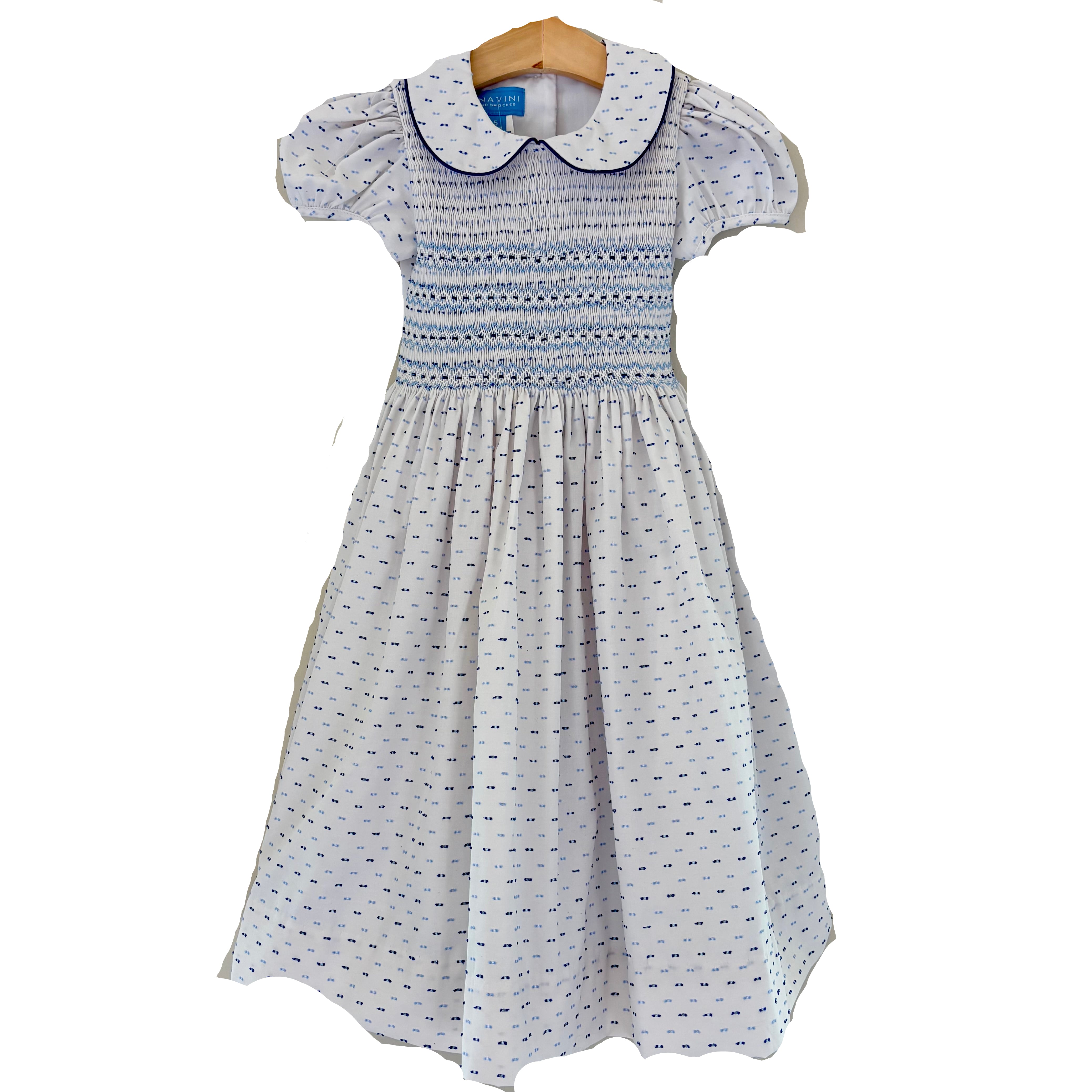 Blue Swiss Dot Smocked Dress