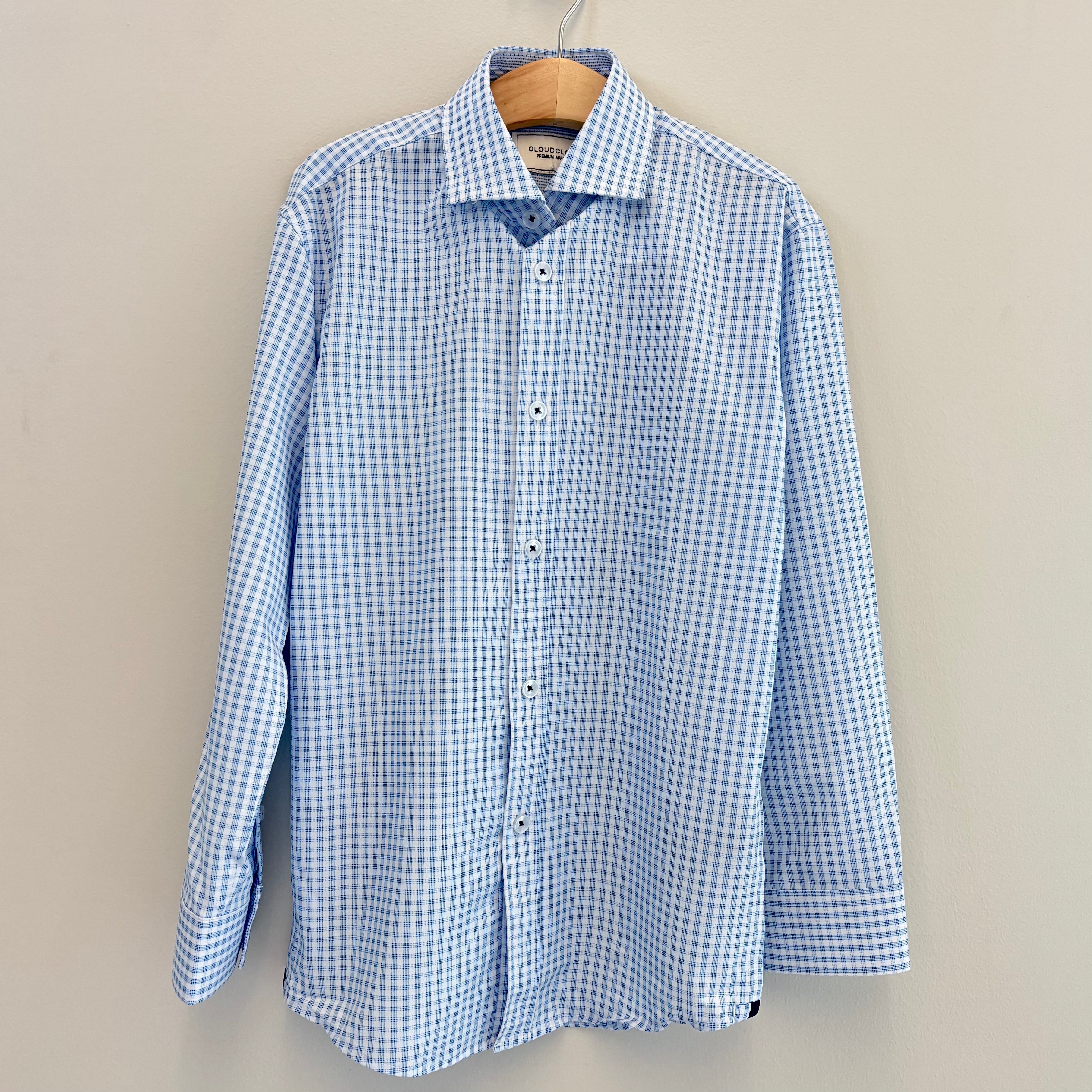 Men's 4-Way Stretch Blue Gingham Shirt CC