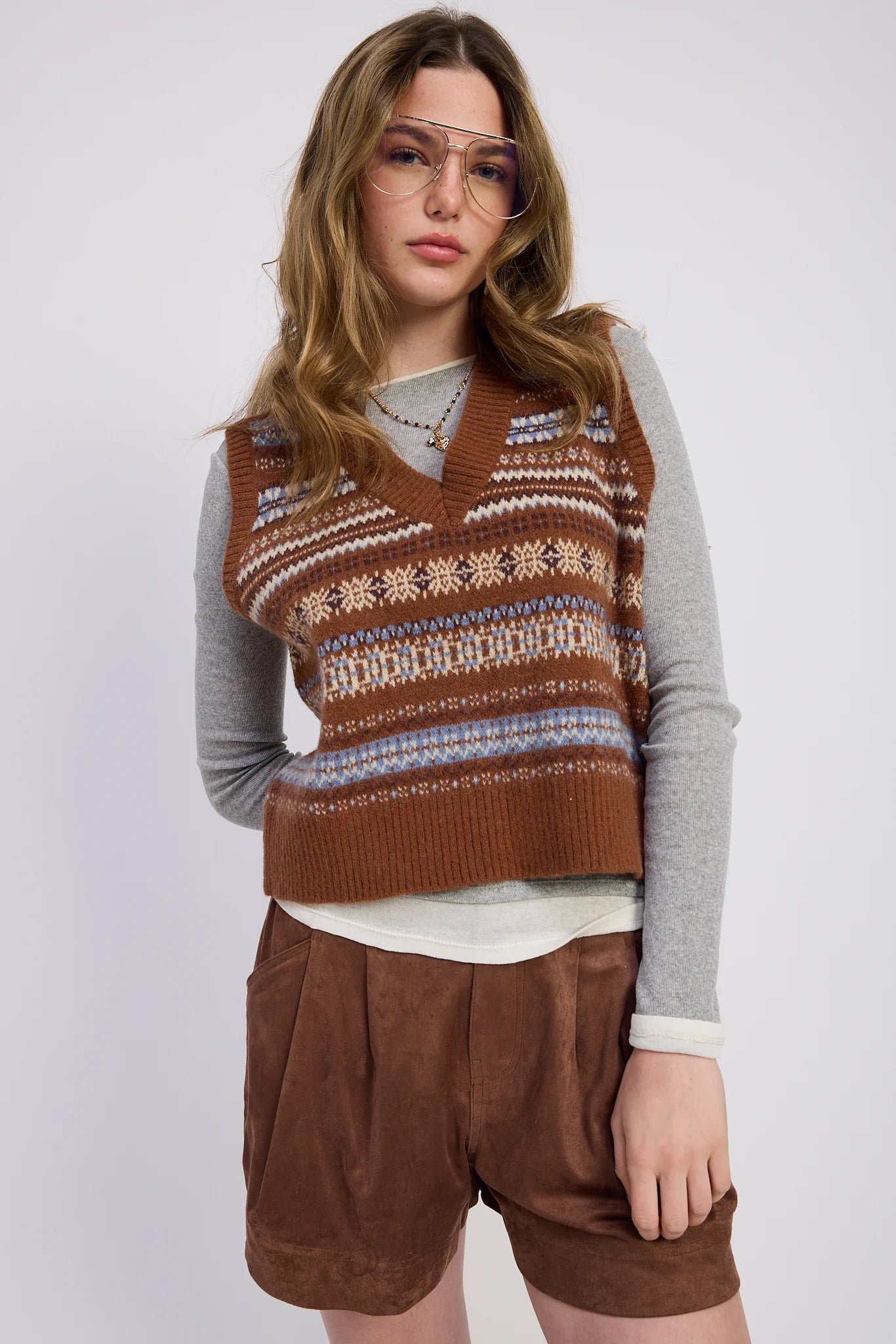 Aspen Brown Fairysle Sweater Vest