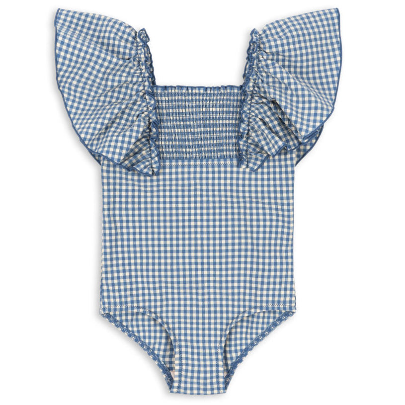 Blue Gingham Ruffle Swimsuit Konges Slojd