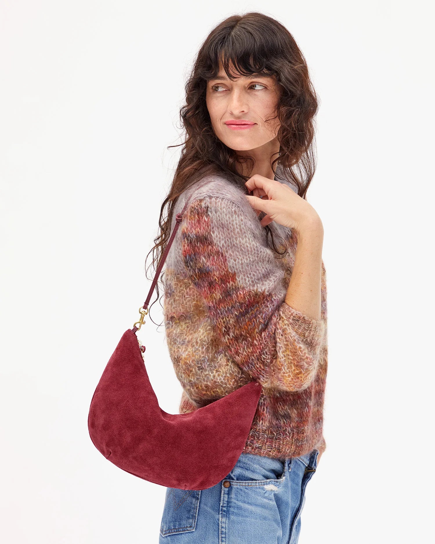 Clare V. Lune Currant Suede Bag