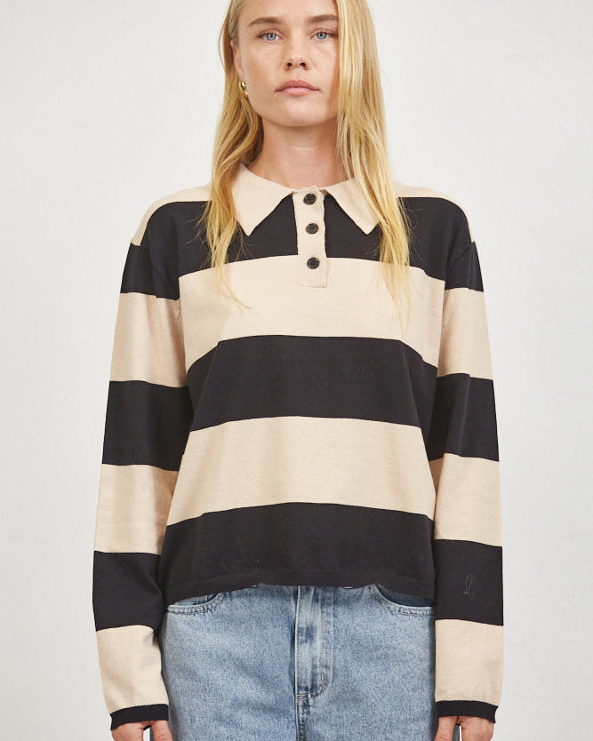 Lenox Black Stripe Rugby Sweater