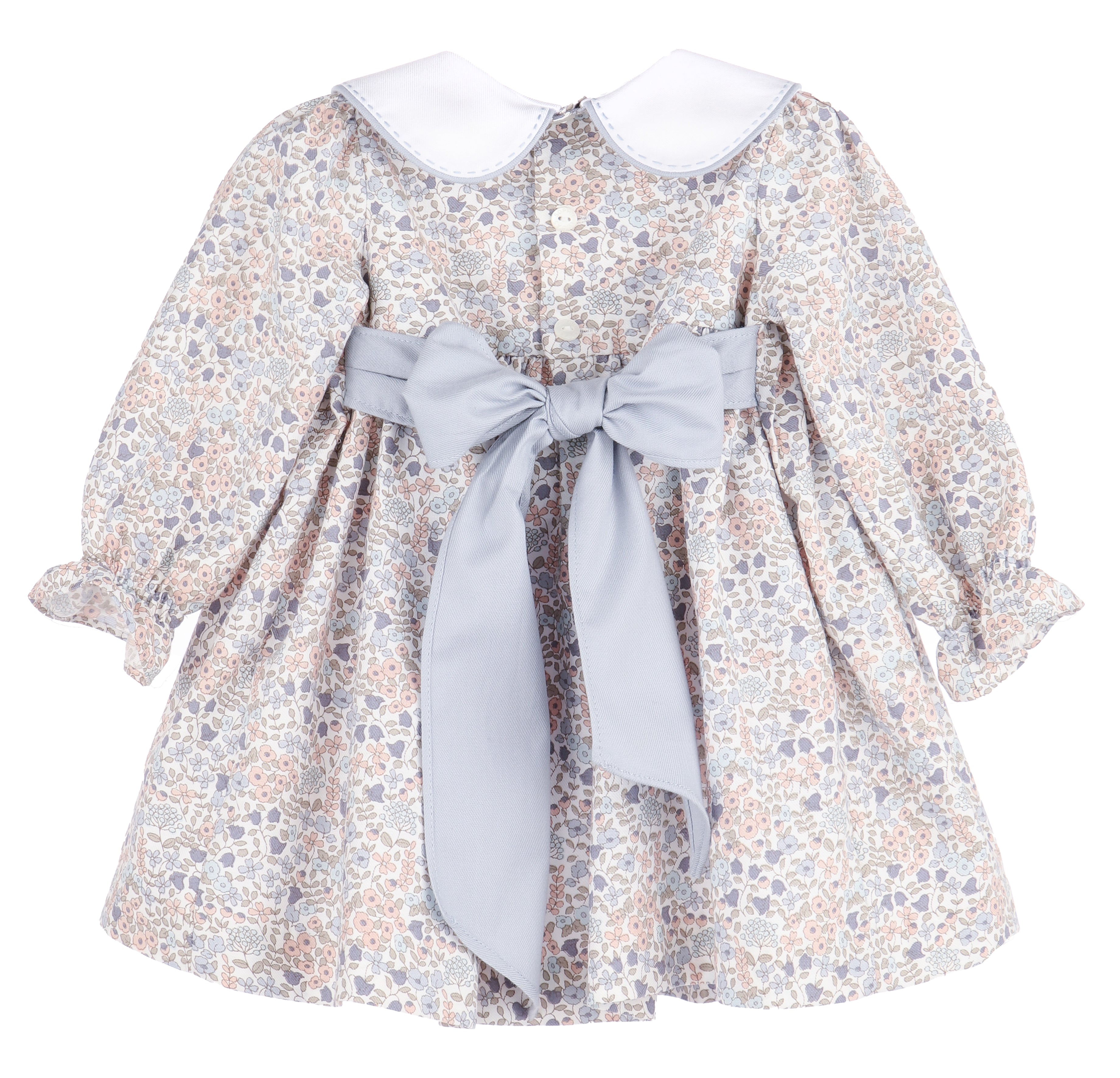 Girl's Light Blue Ditsy Dress White Collar
