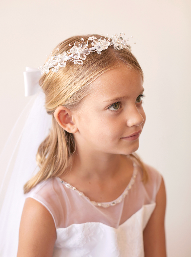 Crystal Flower Crown with Veil