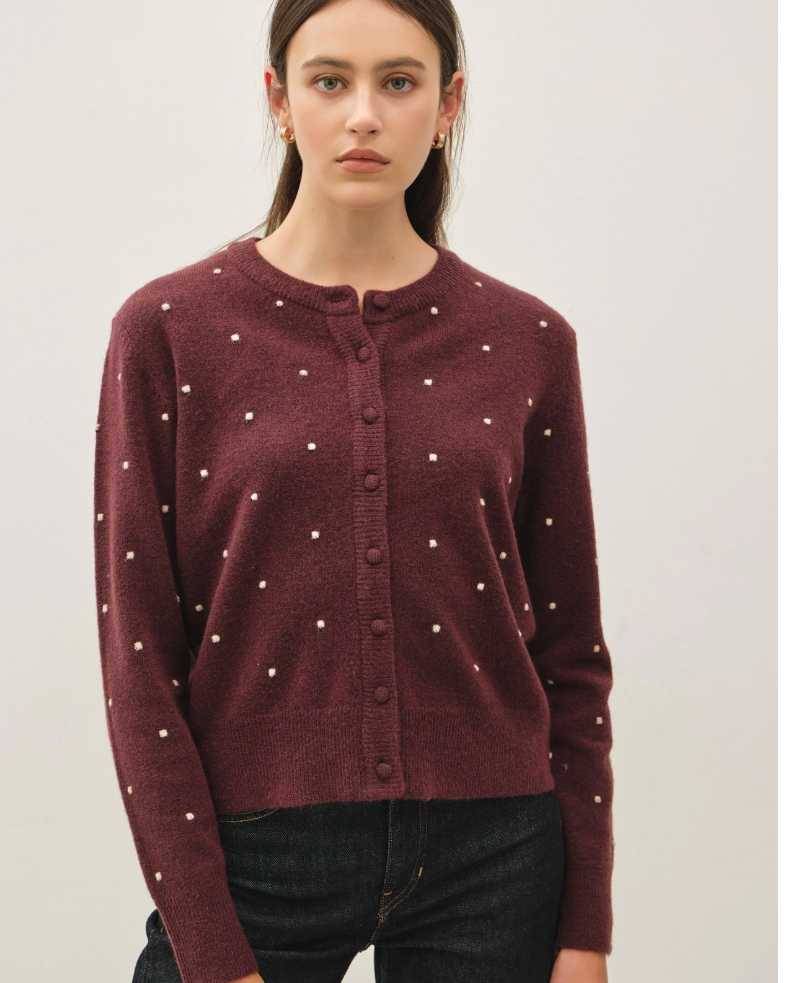 Raisin Raised Dot Cardigan Sweater