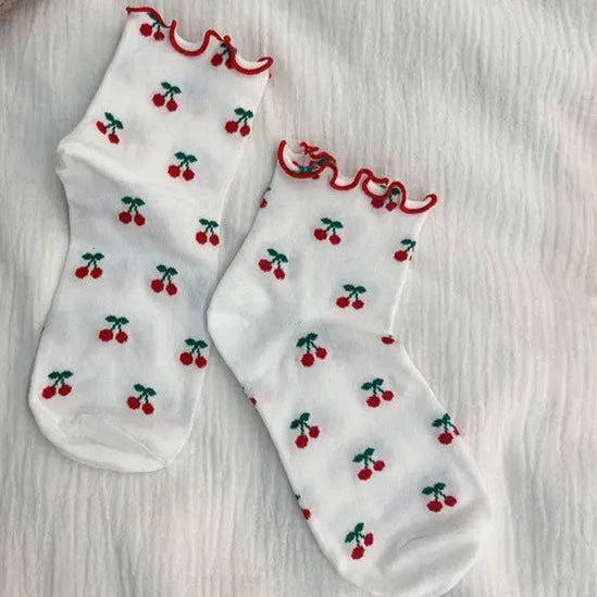 Socks with Cherry Print