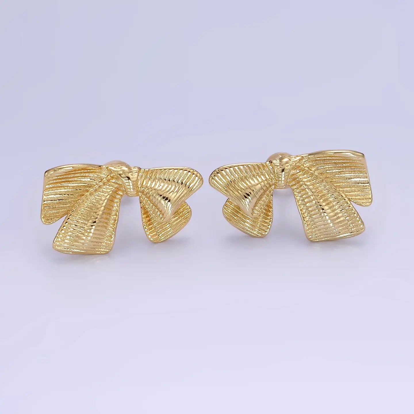 Textured Bow Earrings 14k Gold Filled