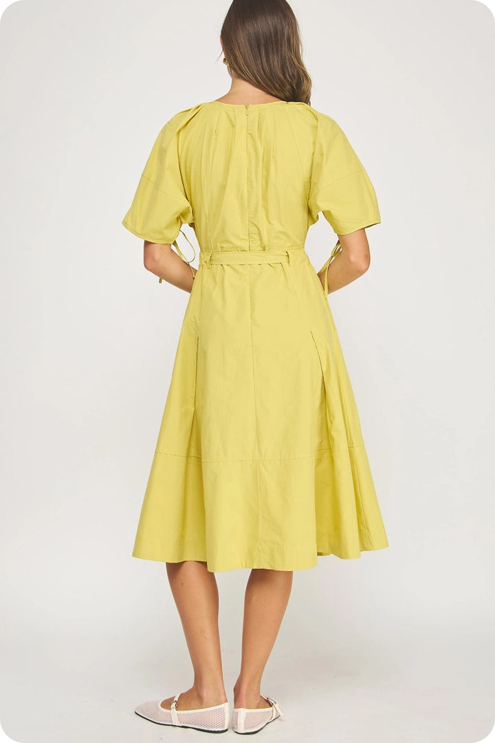Elsie Chartruese Cotton Midi Dress
