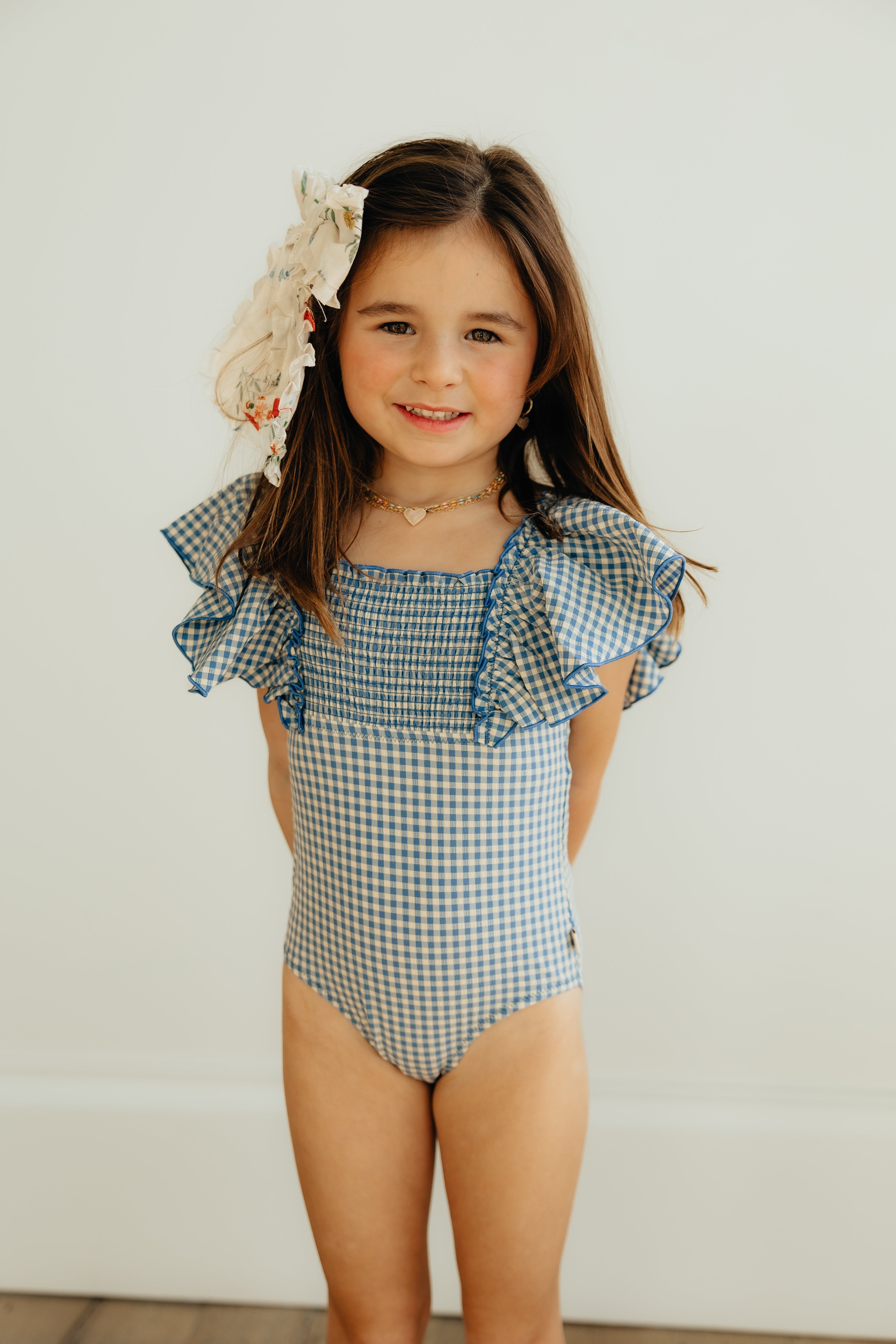 Blue Gingham Ruffle Swimsuit Konges Slojd